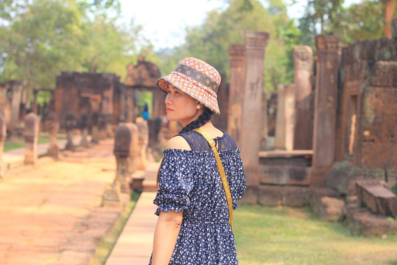 Tourist at Angkor Temple in Cambodia
